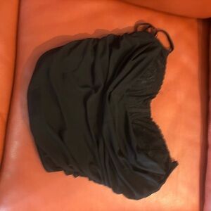 Garage Black Lace-Trim Crop Top